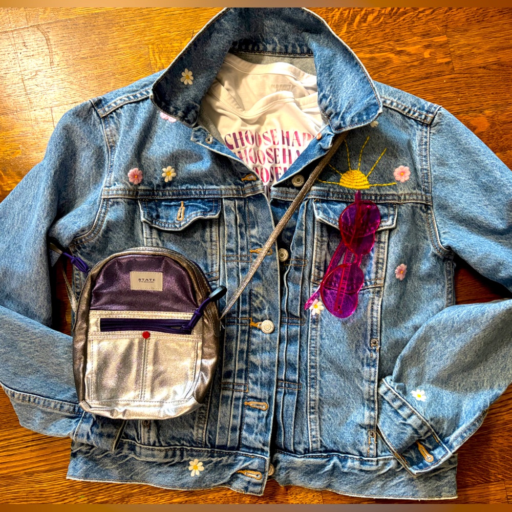 STATE backpacks mini cross-body bag, metallic silver/bronze/purple, like new